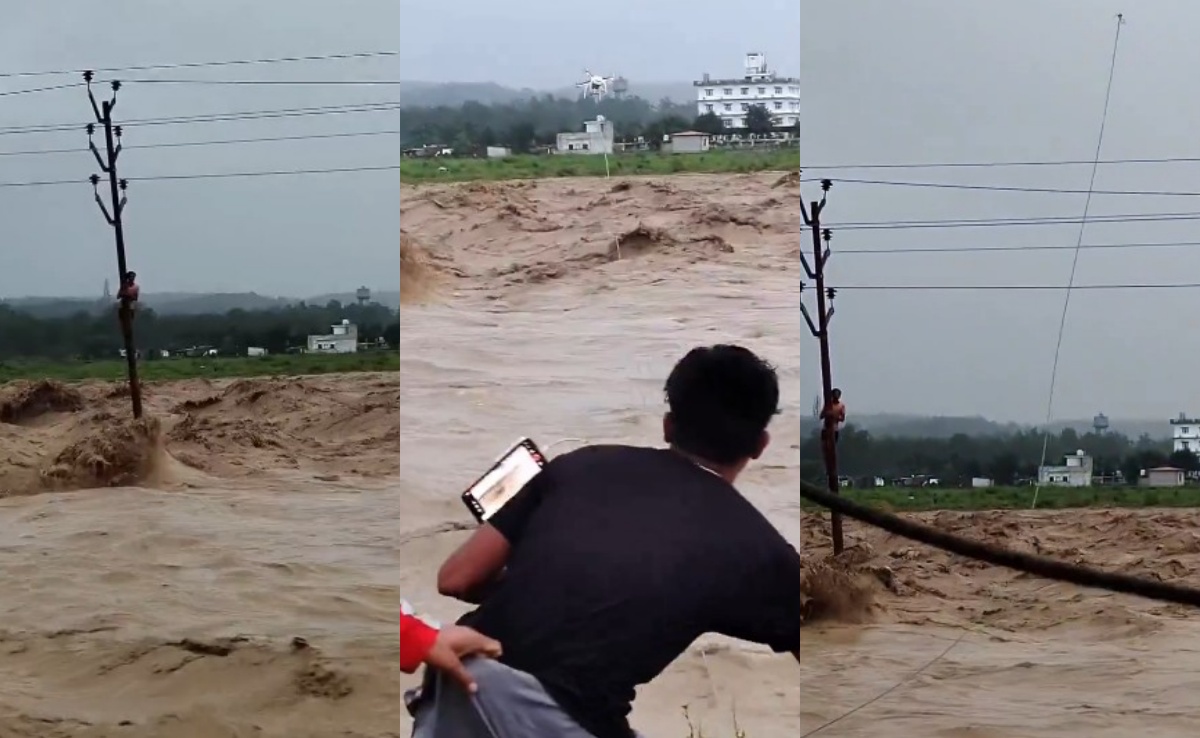 खौफनाक रेस्‍क्‍यू: नीचे उफनती नदी और खंभे पर लटका युवक, जानें ड्रोन से कैसे बची जान