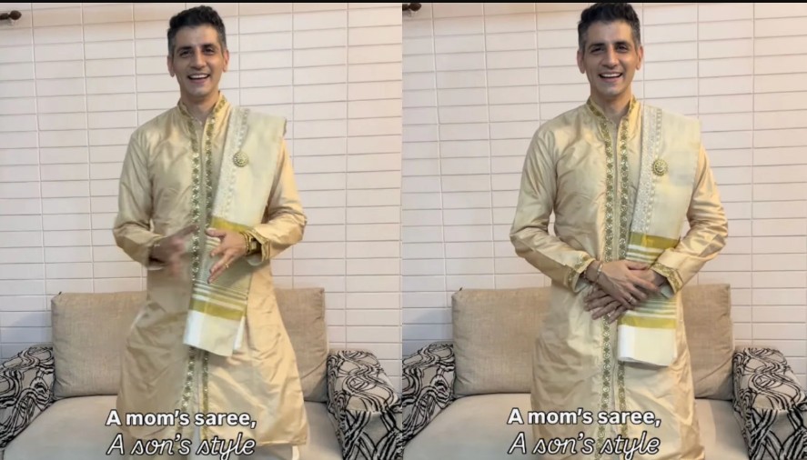 Mumbai Man Styles Mom's Old Saree As Dhoti, Internet Is Stunned