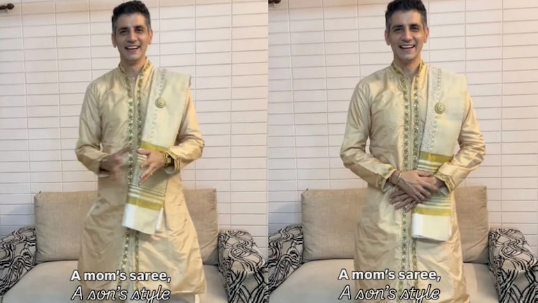 Mumbai Man Styles Mom's Old Saree As Dhoti, Internet Is Stunned Mumbai Man Styles Mom's Old Saree As Dhoti, Internet Is Stunned