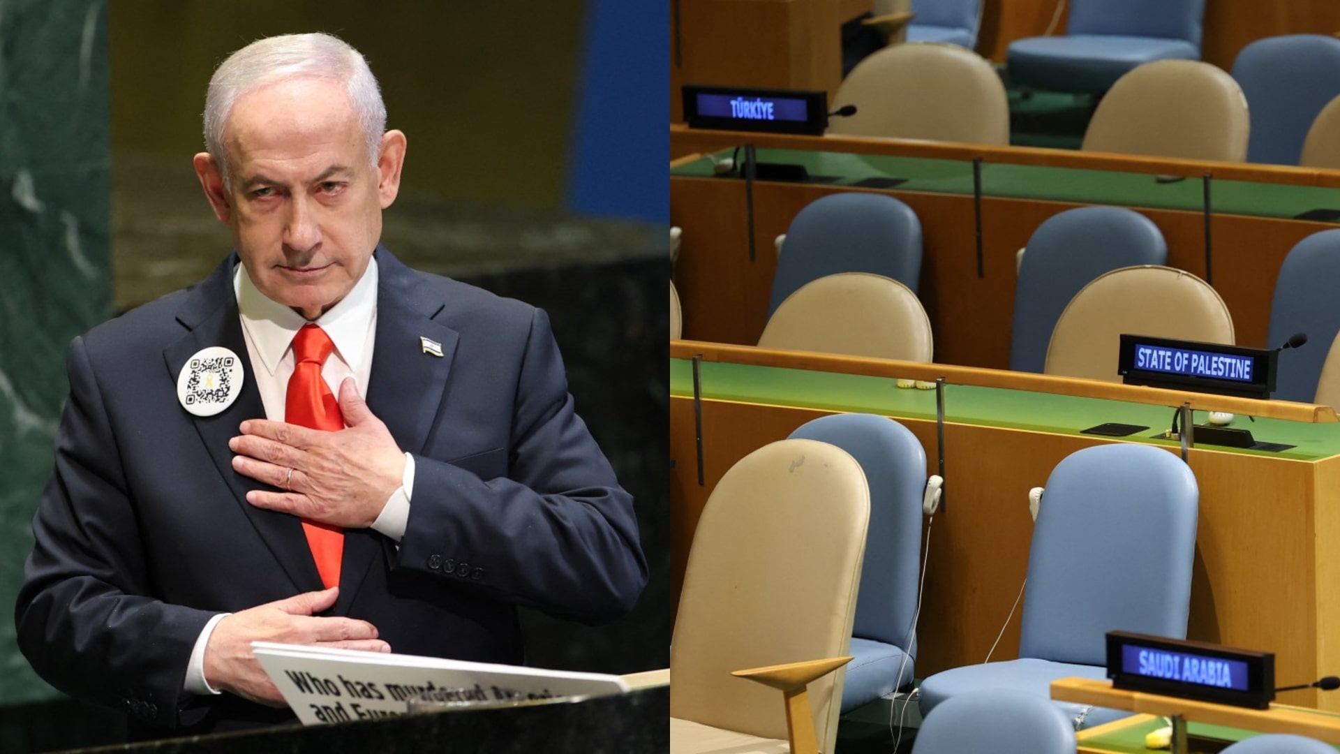Netanyahu Addresses Empty Chairs As UN Delegates Walk Out In Protest