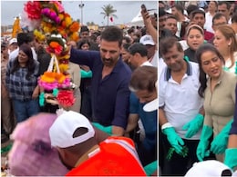 Akshay Kumar And Amruta Fadnavis Join Juhu Beach Clean-Up Drive After Ganpati Visarjan