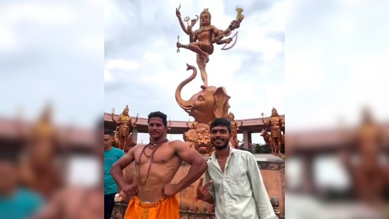 Video Of Body Builder Flexing Muscles At Ujjain Temple Complex Sparks Row