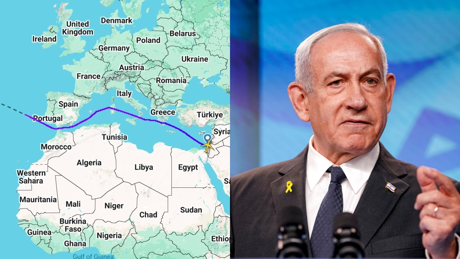 Netanyahu's Plane Takes Unusual Route Over Airspaces To Avoid Arrest