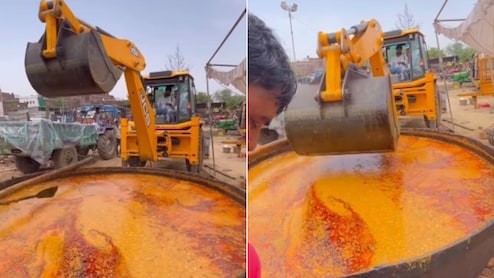 करछी छोड़ो, JCB ले आओ! दाल चलाने का जुगाड़ देख हंसी से लोटपोट हुए लोग, स्वच्छता को लेकर उठे सवाल