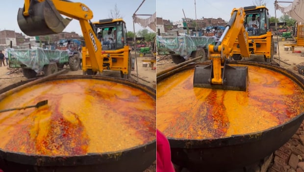 'Oil Grease With Gravy Is Free': JCB Used For Stirring Dal Makhani Left Foodies Intrigued