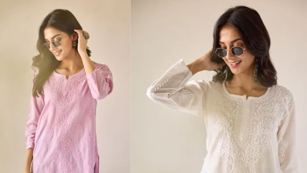 Upgrade your ethnic wear set with chikankari kurtis with palazzo pants