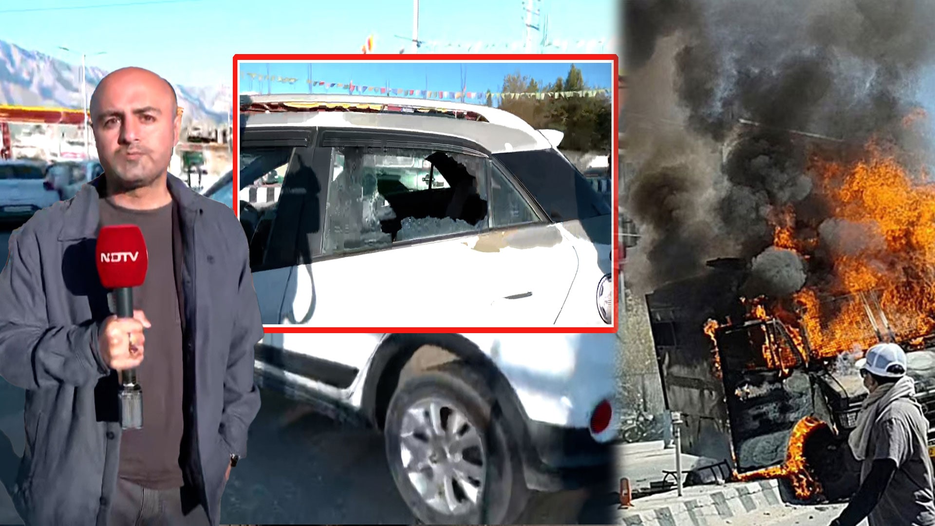Burned Vehicles, Broken Glass: NDTV Shows Aftermath Of Leh Violence