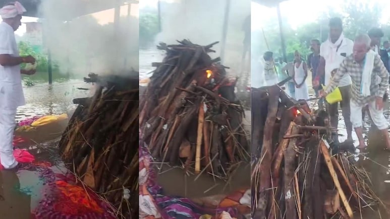 Rajasthan: मूसलाधार बारिश से दौसा में बाढ़ जैसे हालात, पानी में डूबे श्मशान घाट में अंतिम संस्कार