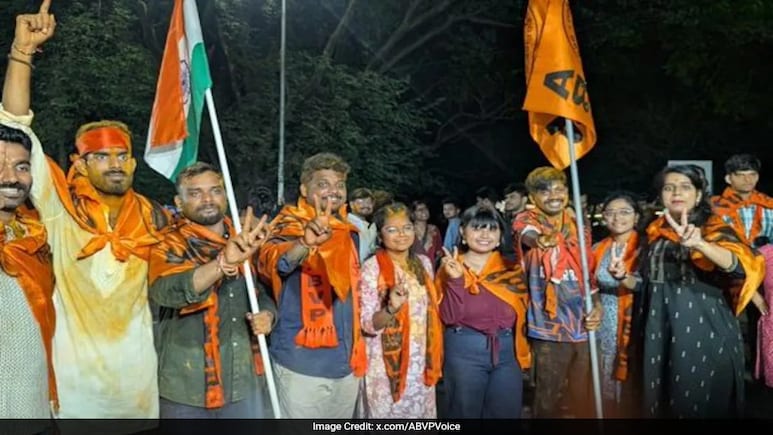 ABVP Wins Big At Hyderabad Central University Elections ABVP Wins Big At Hyderabad Central University Elections