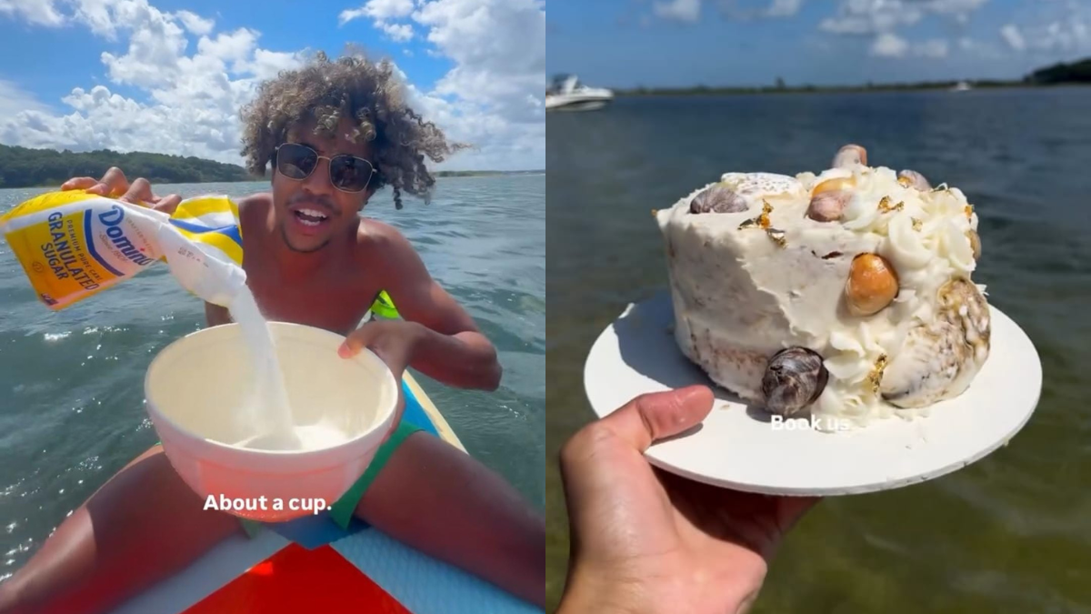 Watch: Baker Preps, Decorates Cake While Floating On A Surfboard. Viral Video Divides Internet