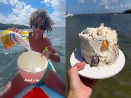 Watch: Baker Preps, Decorates Cake While Floating On A Surfboard. Viral Video Divides Internet Watch: Baker Preps, Decorates Cake While Floating On A Surfboard. Viral Video Divides Internet