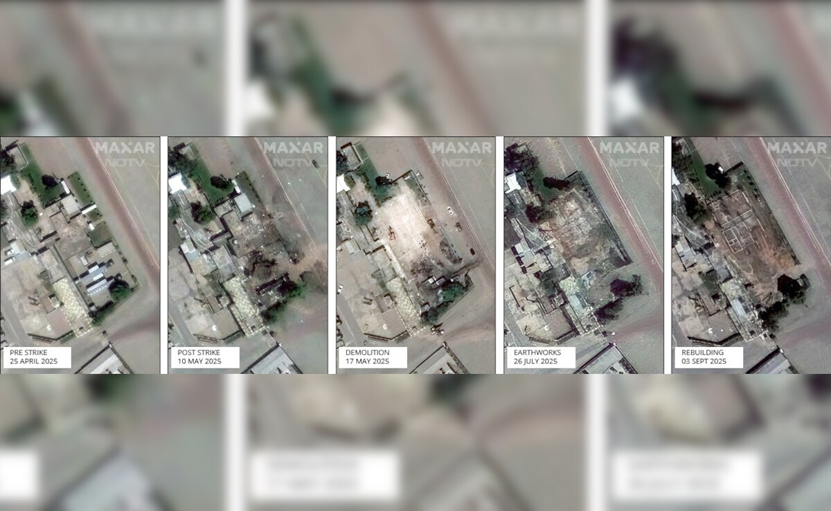 A sequence of photos showing phases of reconstruction at the Nur Khan base A sequence of photos showing phases of reconstruction at the Nur Khan base