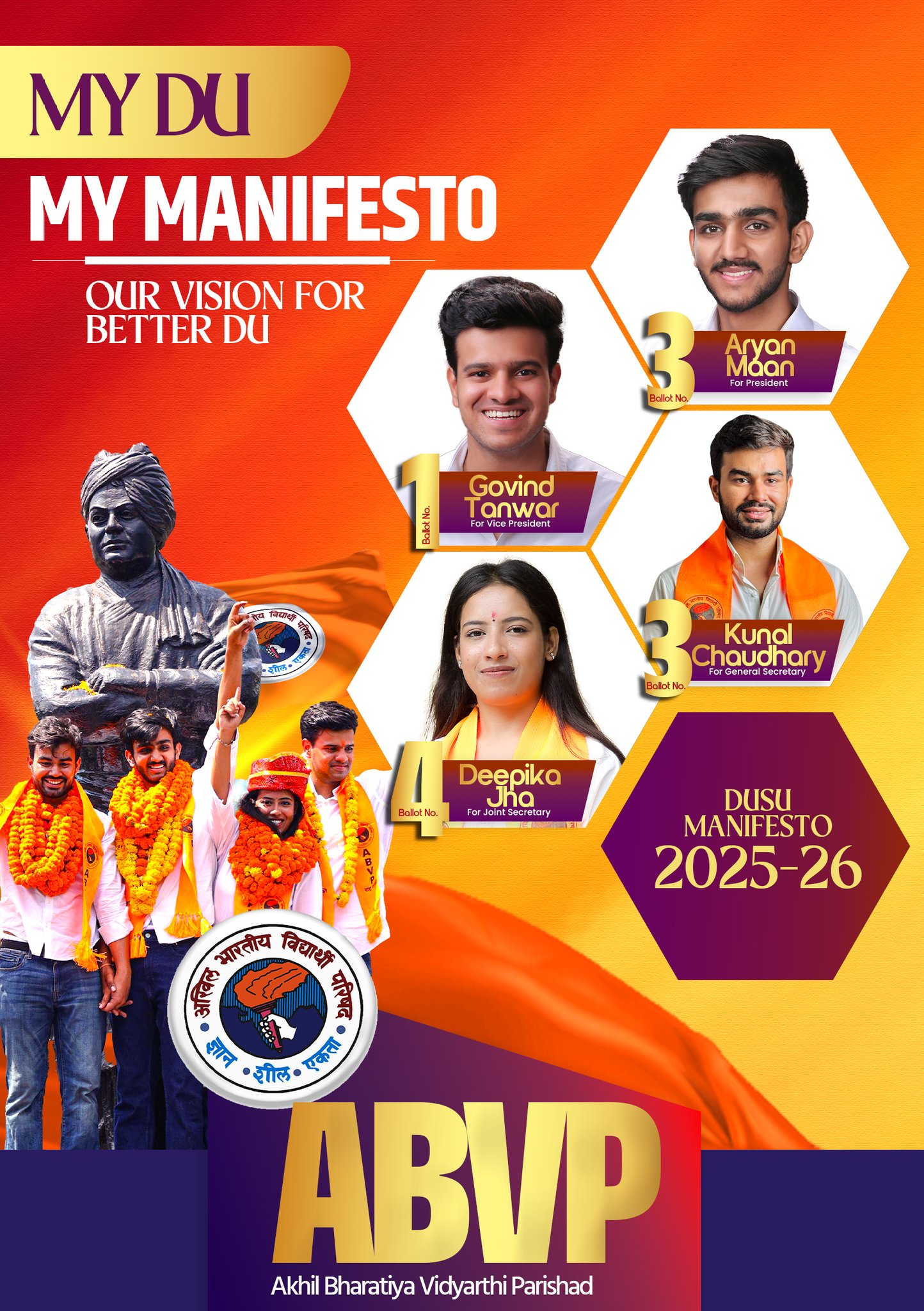 DUSU Election 2025: ABVP के उम्मीदवार. DUSU Election 2025: ABVP के उम्मीदवार.