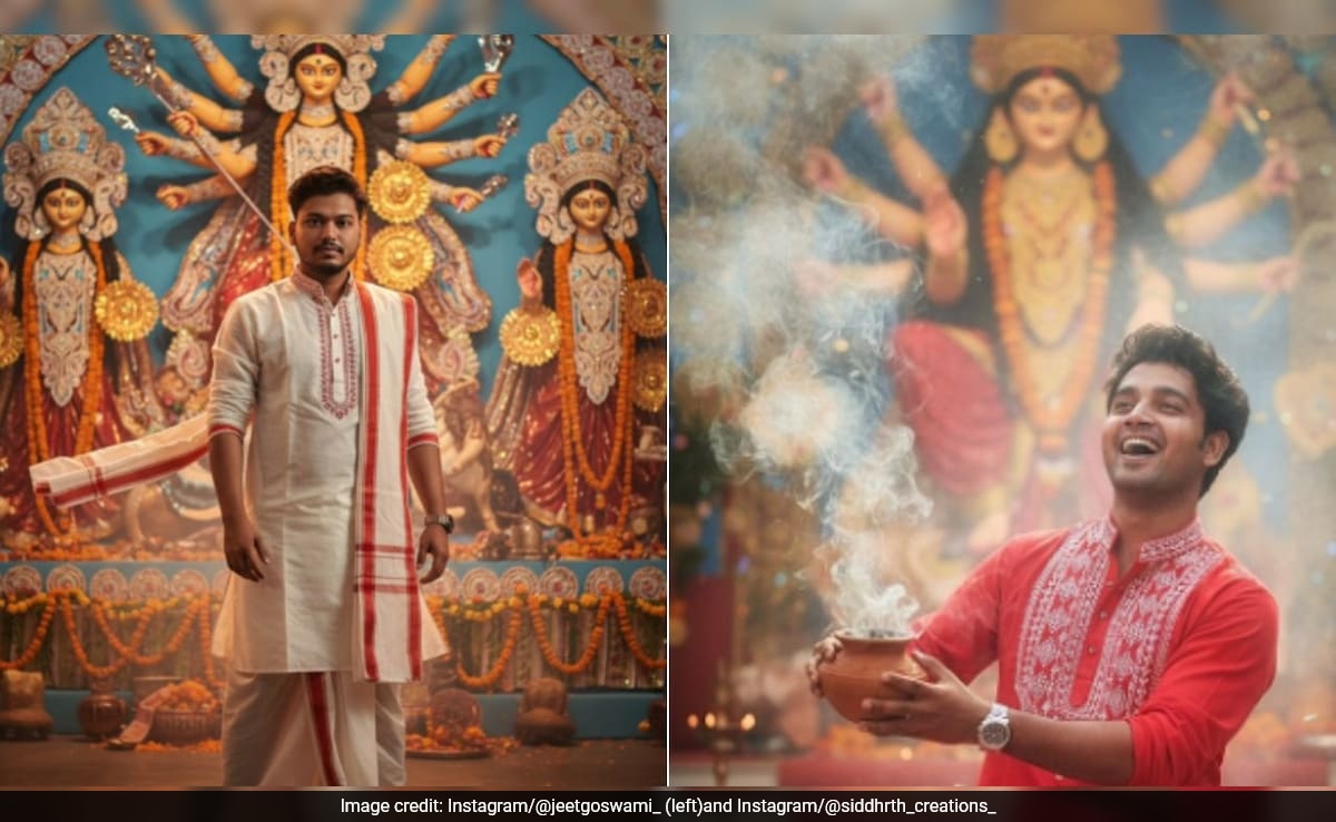 Nano Banana AI Trends with Durga Puja Saree Looks