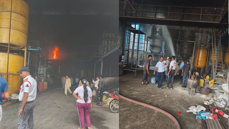 Dhar Fire: शॉर्ट सर्किट से सागर श्री लुब्रिकेंट ऑयल कंपनी में लगी आग, मौके पर पहुंची फायर ब्रिगेड की गाड़ियां