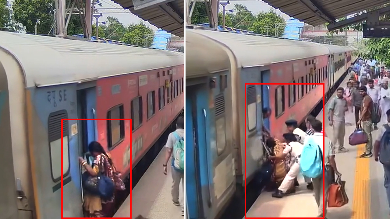 Video: Woman Slips While Boarding Moving Train, Rescued By Cops