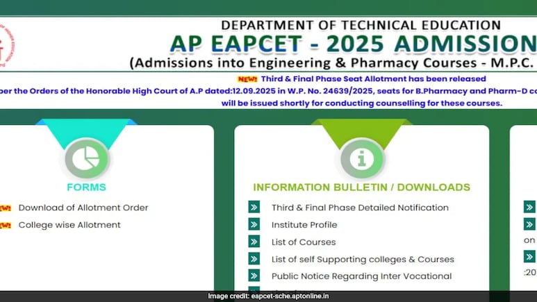 AP EAMCET 2025 BTech Final Seat Allotment Results Out, Report To Colleges By This Date AP EAMCET 2025 BTech Final Seat Allotment Results Out, Report To Colleges By This Date
