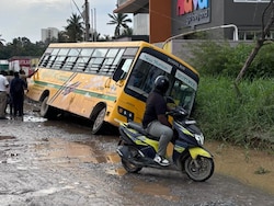 On Camera, Bengaluru School Bus Nearly Topples Due To Pothole