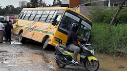 On Camera, Bengaluru School Bus Nearly Topples Due To Pothole