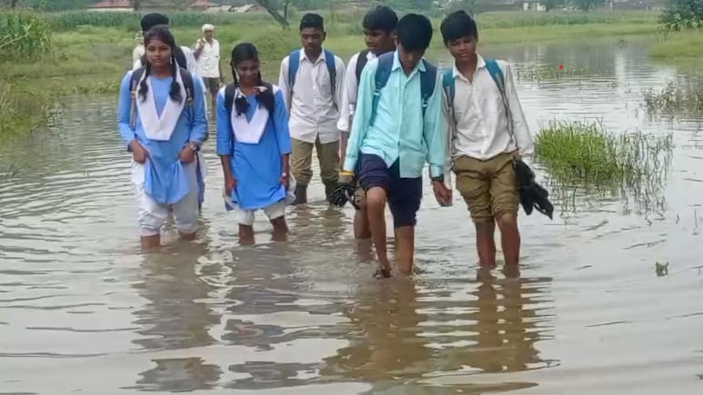 MP News: बैतूल में बदहाल सड़क, टूटी पुलिया, स्कूल जाने के लिए पानी से गुजरते हैं बच्चे, क्या यही है विकास?
