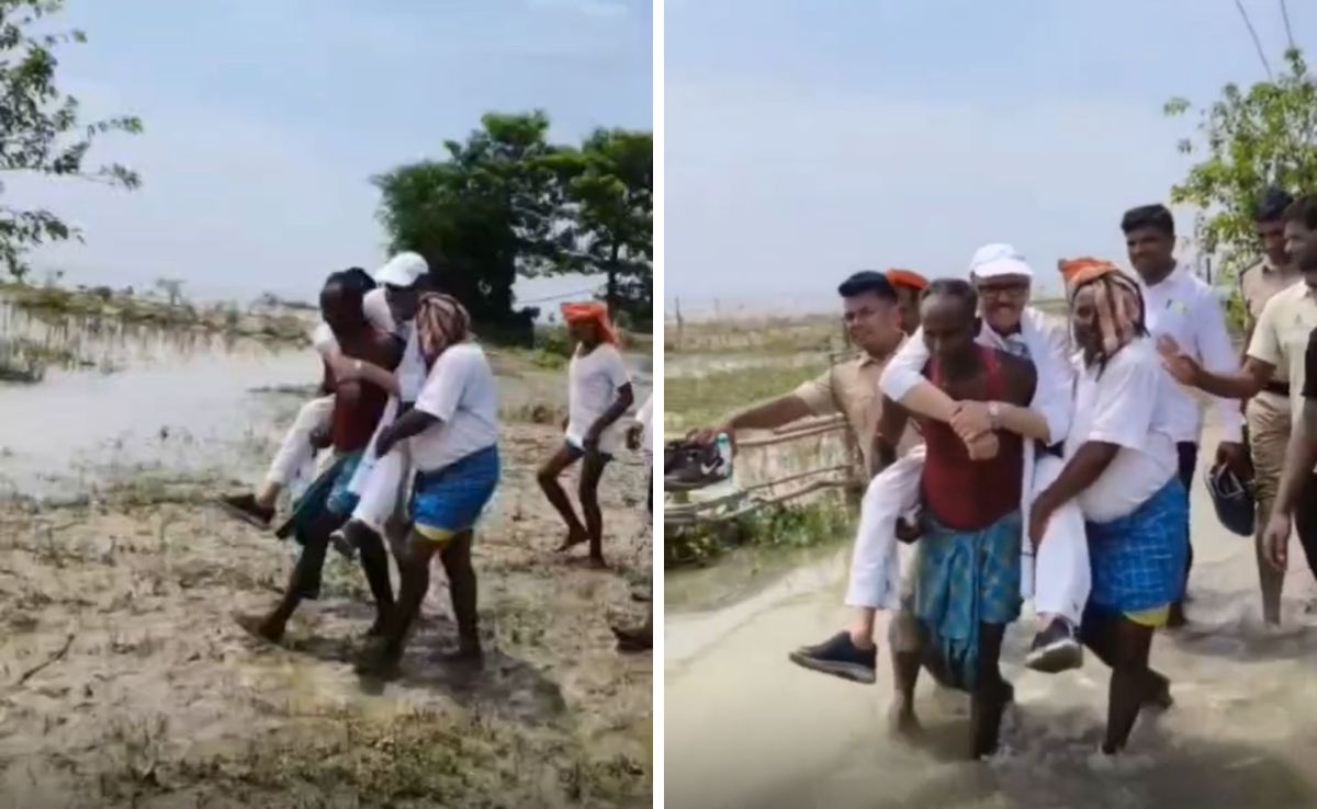 "Unwell" Congress MP Carried By Villagers For Flood Inspection In Bihar