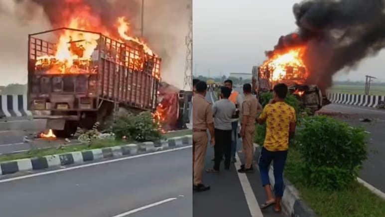 Aligarh Car accident अलीगढ़ में NH-34 पर कार-टैंकर में भीषण टक्कर, कार में लगी आग से 4 की जिंदा जलकर मौत Aligarh Car accident अलीगढ़ में NH-34 पर कार-टैंकर में भीषण टक्कर, कार में लगी आग से 4 की जिंदा जलकर मौत