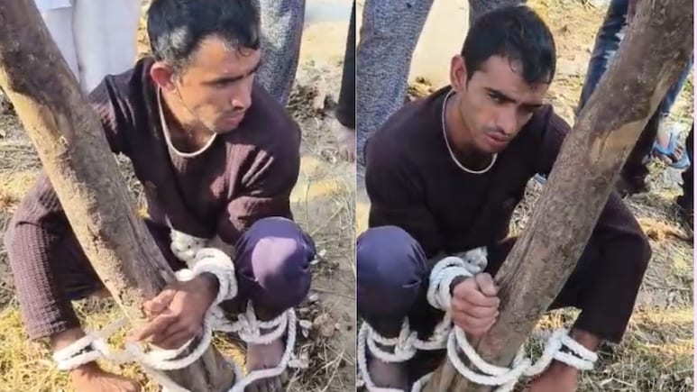 Rajasthan: घर में घुसकर महिला को दबोंचा, ग्रामीणों ने पकड़कर की जमकर धुनाई और पेड़ से बांधा Rajasthan: घर में घुसकर महिला को दबोंचा, ग्रामीणों ने पकड़कर की जमकर धुनाई और पेड़ से बांधा