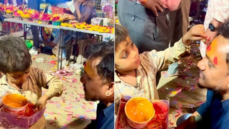 महाकाल मंदिर के पास चंदन टीका लगाने का काम करता दिखा छोटा बच्चा, तोतली आवाज़ में कही ऐसी बात, पसीज उठेगा दिल