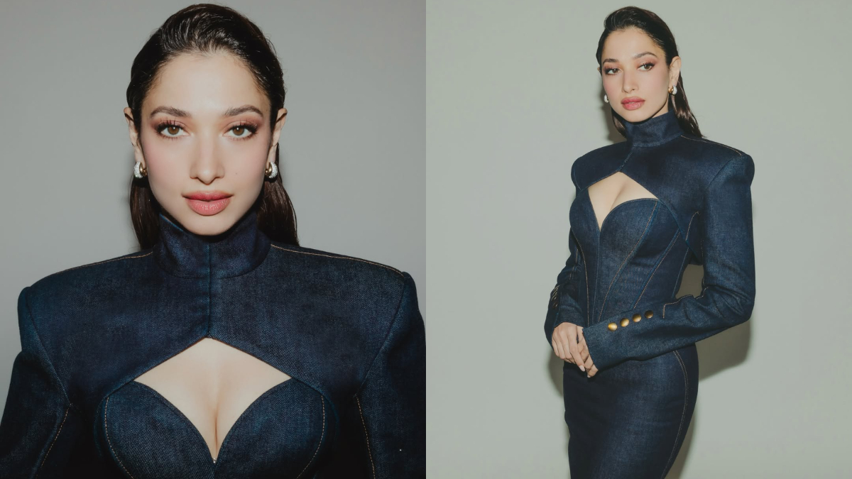 Tamannaah Bhatia Turns Denim Into A High Fashion Moment With Bold, Sculpted Dress