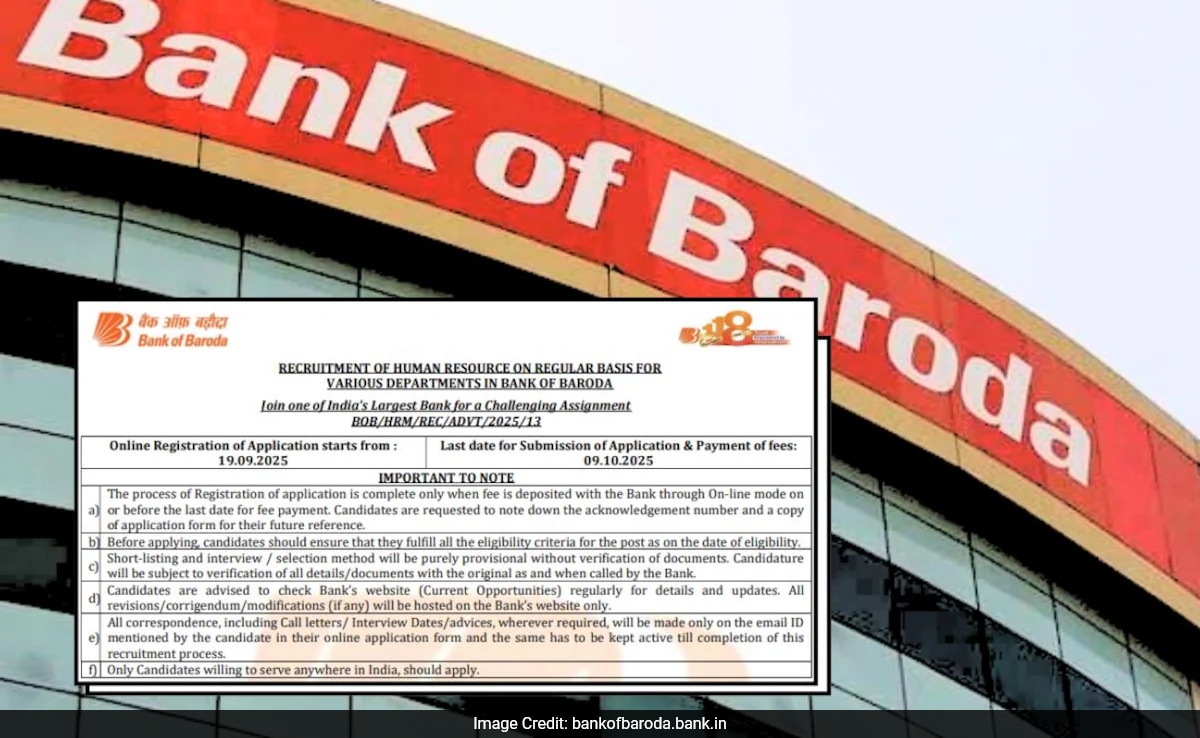 Bank Of Baroda Recruitment 2025: Apply Online For Manager Post, Salary Up To Rs 1,20,000