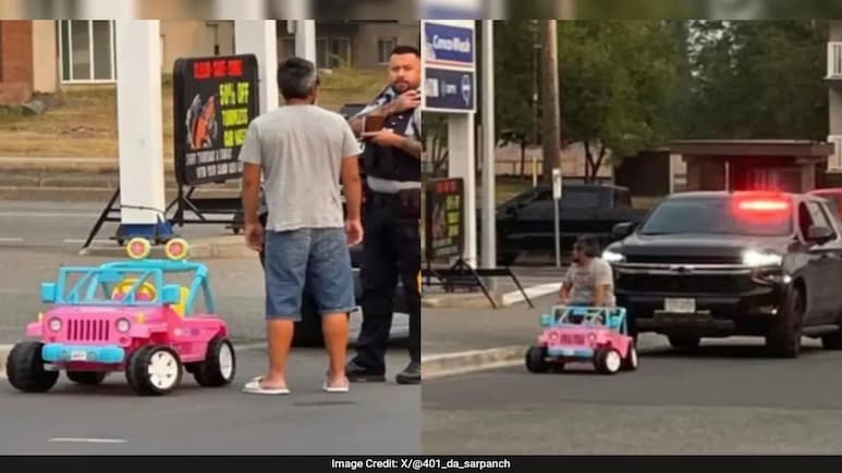 Man Arrested For Drunk-Driving Pink Toy Barbie Jeep On Busy Canadian Street Man Arrested For Drunk-Driving Pink Toy Barbie Jeep On Busy Canadian Street