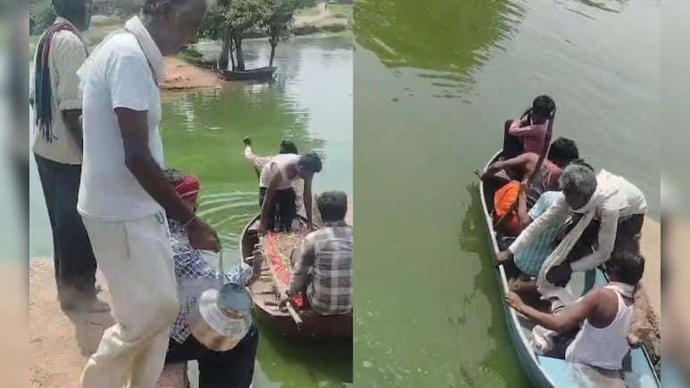 टीकमगढ़ में नाव के सहारे अंतिम यात्रा, सिस्टम की खुली पोल; श्मशान घाट तक पहुंचने के लिए की कड़ी मशक्कत