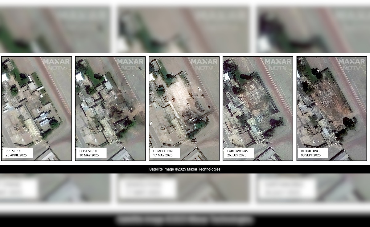 A sequence of photos showing phases of reconstruction at the Nur Khan base A sequence of photos showing phases of reconstruction at the Nur Khan base