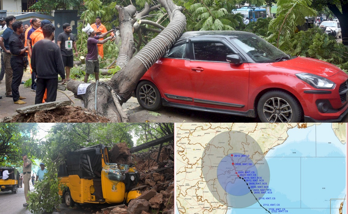 किस तरह कहर बरपा रहा है मोंथा, देखें 5 तस्वीरें और वीडियो