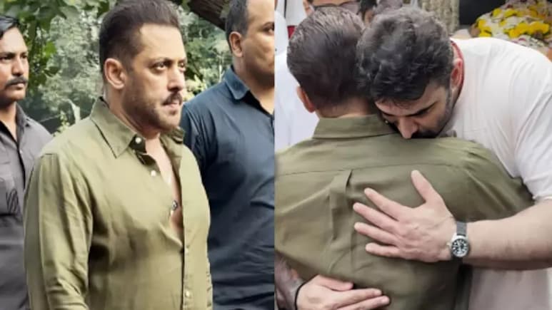 Salman Khan Consoles Emotional Nikitin Dheer At Pankaj Dheer's Last Rites Salman Khan Consoles Emotional Nikitin Dheer At Pankaj Dheer's Last Rites