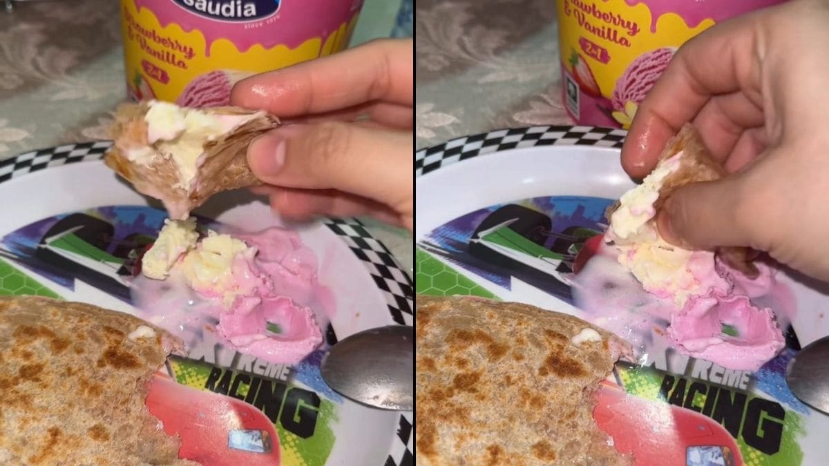 Viral: Woman's Unconventional Roti And Ice Cream Combo Confuses Foodies