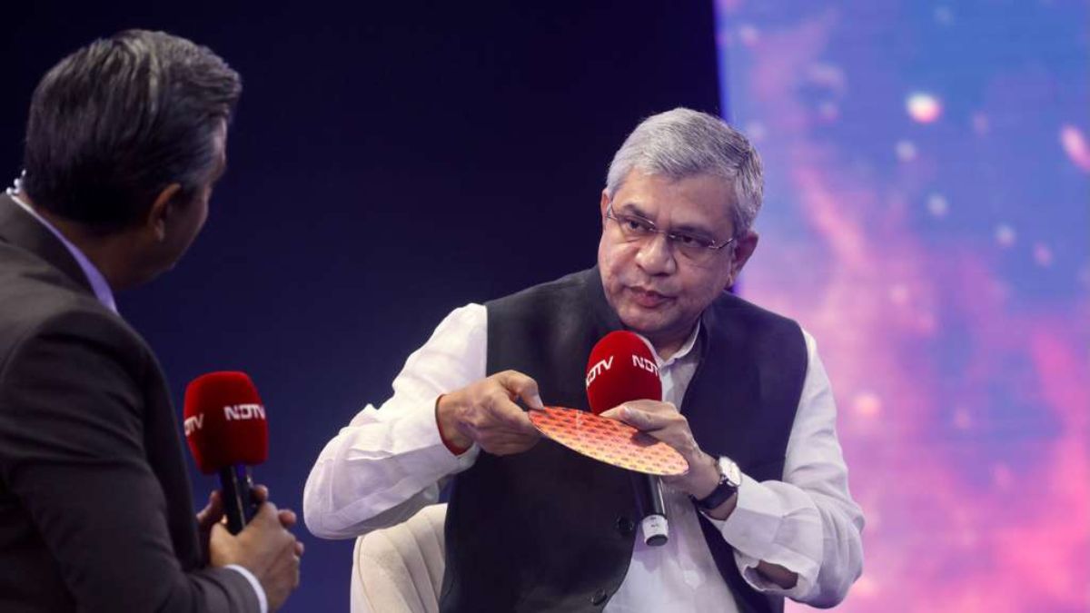 "India Working On 2 nm Chip": Ashwini Vaishnaw Shows 'Wafer' At NDTV Summit