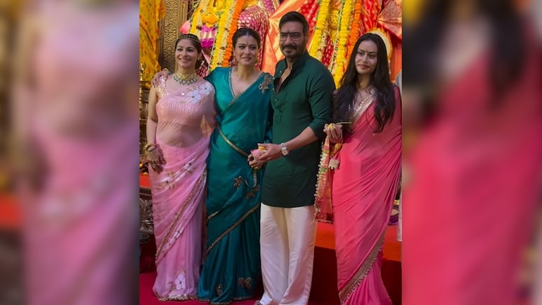 अजय देवगन ने काजोल संग लिया माता रानी का आशीर्वाद, तनीषा की हुई एंट्री, नीसा के एक्सप्रेशन ने खींचा ध्यान