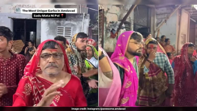 Video: Men Wear Sarees, Perform Garba In Ahmedabad For 200-Year-Old Curse Video: Men Wear Sarees, Perform Garba In Ahmedabad For 200-Year-Old Curse