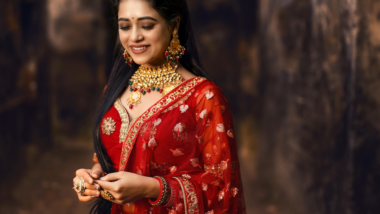 Red is a traditional and auspicious colour for Karwa Chauth attire.