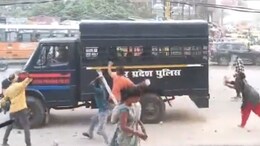Video: UP Villagers Throw Stones At Police Van, Shatter Windows, Injure Cops
