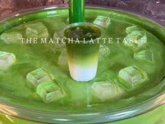 Artist Creates Life-Size Matcha Latte Table That Looks Good Enough To Drink