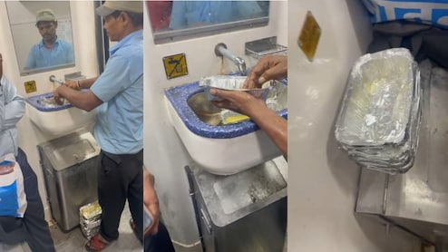 Indian Railway: अमृत भारत एक्सप्रेस में जूठे डिस्पोजल्स धोने का वीडियो हुआ वायरल, रेलवे ने दोबारा खाना परोसने को बताया गलत