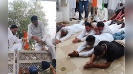 दंडवत हो कर कलेक्टर से मिलने पहुंचे कांग्रेसी; ऑफिस के गेट पर चढ़े विधायक, जमकर की नारेबाजी