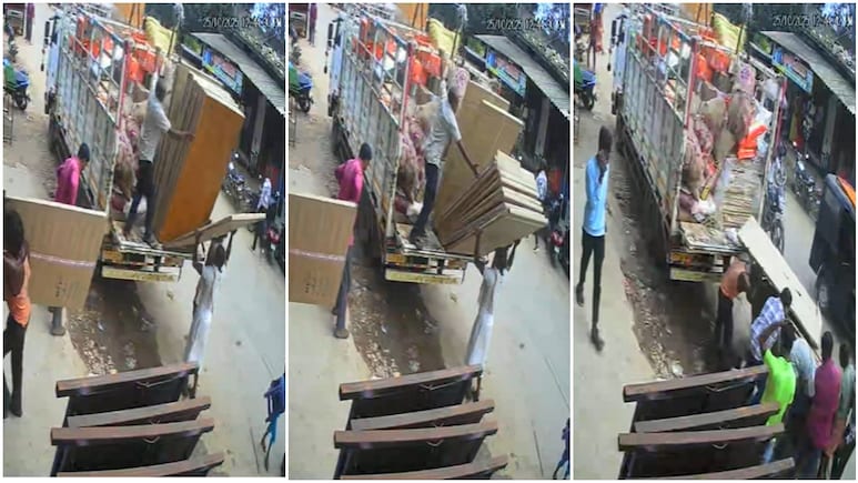 ट्रक से बुजुर्ग पल्लेदार उतार रहा था प्लाई बोर्ड और हो गया दर्दनाक हादसा,  CCTV में कैद हुआ पूरा मंजर ट्रक से बुजुर्ग पल्लेदार उतार रहा था प्लाई बोर्ड और हो गया दर्दनाक हादसा,  CCTV में कैद हुआ पूरा मंजर