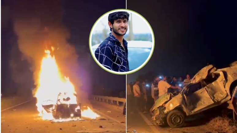 Indore Accident: महू में भीषण सड़क हादसा, टक्कर के बाद आग के गोले में बदली कार, 4 की मौत, 2 जिंदा जले, तीन घायल
