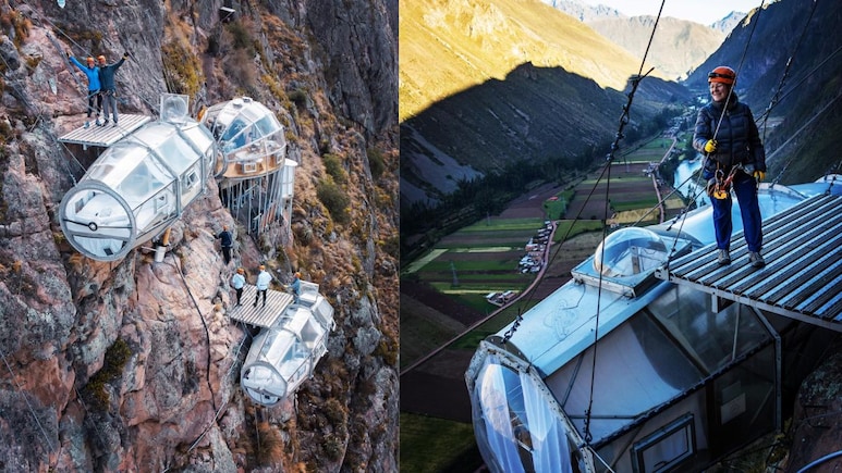 At This Peru Hotel, A Night In A Glass Pod Hanging 1,300 Feet Above Earth Costs Rs 42,700 For One At This Peru Hotel, A Night In A Glass Pod Hanging 1,300 Feet Above Earth Costs Rs 42,700 For One