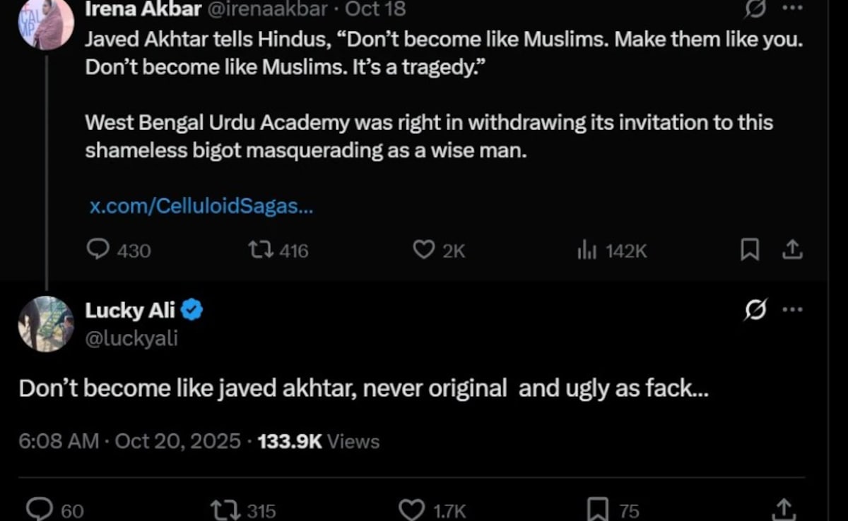 A screenshot of Lucky Alis comment on Javed Akhtars video. A screenshot of Lucky Alis comment on Javed Akhtars video.