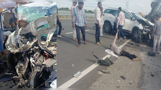 भारतमाला एक्सप्रेस-वे पर हादसा, कार के उड़े परखच्‍चे; 3 की मौत और 2 घायल |  Accident Bharatmala Expressway Car pieces 3 people Death and 2 injured