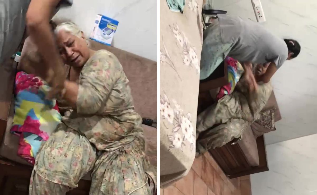 Video: Woman Thrashes Mother-In-Law, Pulls Hair, Son Appeals To Let Go